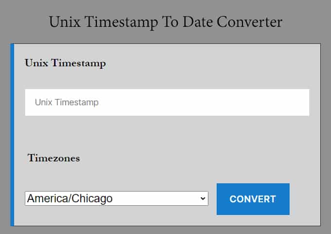 Unix Timestamp To Date Conversion